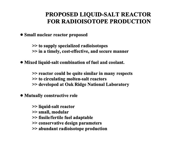 Salt Reactor Radio Isotopes