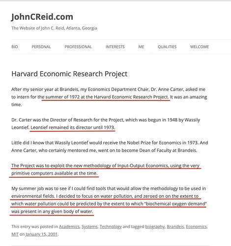 Harvard Economic Model Input Output