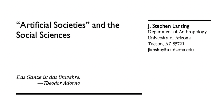Artificial Societies Social Sciences Paper