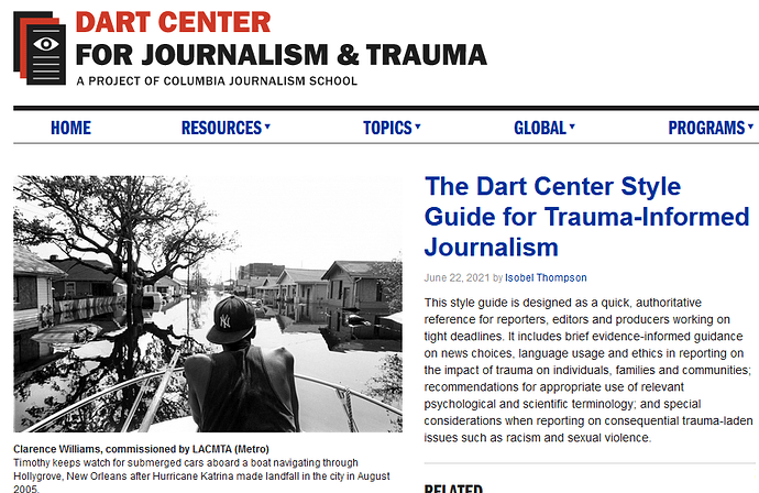 Dart Center for trauma journalism at Columbia U