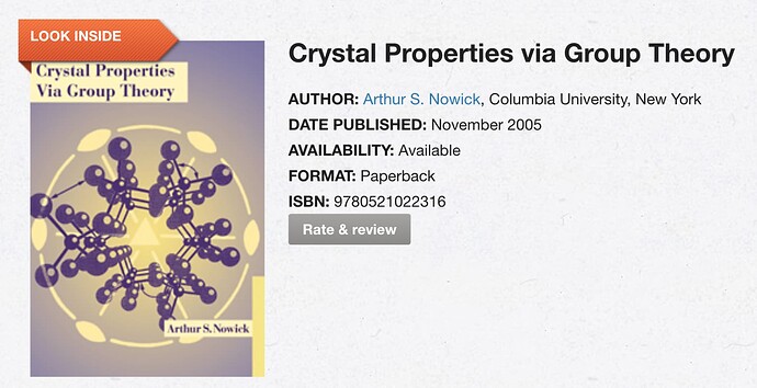 Crystal Properties Group Theory 1