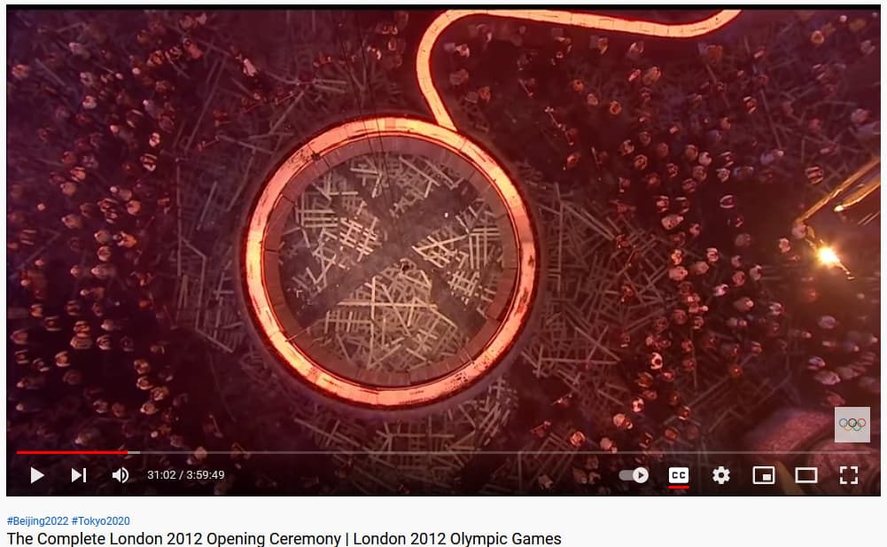 London 2012 Olympics minute 31 #1 ring forge from above